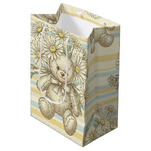 Teddybeer Tuintuinpatroon met Madeliefjes (1) Medium Cadeauzakje