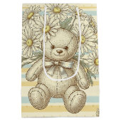 Teddybeer Tuintuinpatroon met Madeliefjes (1) Medium Cadeauzakje (Achterkant)