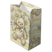 Teddybeer Tuintuinpatroon met Madeliefjes (1) Medium Cadeauzakje (Achterkant Gekanteld)