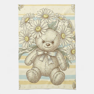 Teddybeer Tuintuinpatroon met Madeliefjes (1) Theedoek