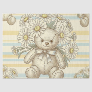 Teddybeer Tuintuinpatroon met Madeliefjes (1) Tissuepapier