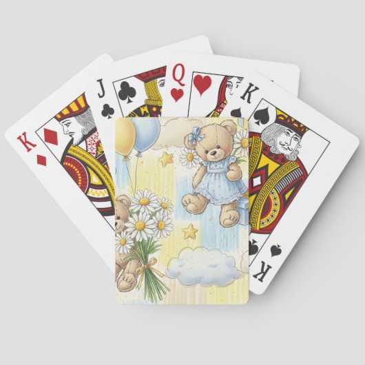 Teddybeer Tuintuinpatroon met Madeliefjes (2) Pokerkaarten (Achterkant)