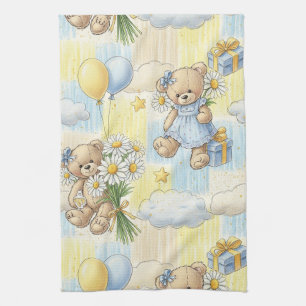 Teddybeer Tuintuinpatroon met Madeliefjes (2) Theedoek