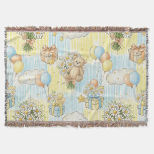 Teddybeer Tuintuinpatroon met Madeliefjes (3) Deken