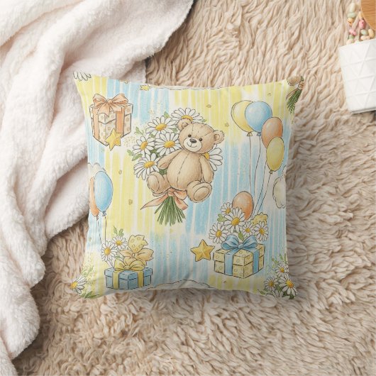Teddybeer Tuintuinpatroon met Madeliefjes (3) Kussen (Deken)