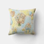 Teddybeer Tuintuinpatroon met Madeliefjes (3) Kussen (Achterkant)