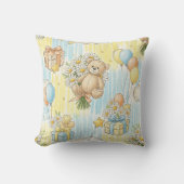 Teddybeer Tuintuinpatroon met Madeliefjes (3) Kussen (Voorkant)
