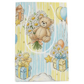 Teddybeer Tuintuinpatroon met Madeliefjes (3) Medium Cadeauzakje (Voorkant)