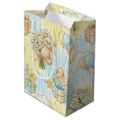 Teddybeer Tuintuinpatroon met Madeliefjes (3) Medium Cadeauzakje (Achterkant Gekanteld)