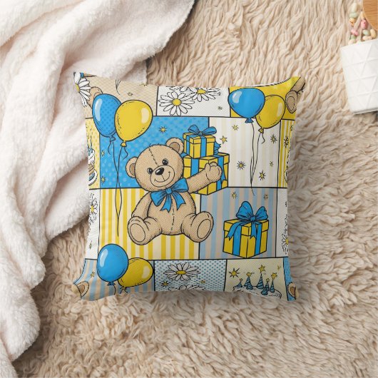 Teddybeer Tuintuinpatroon met Madeliefjes (4) Kussen (Deken)