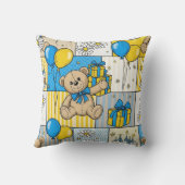 Teddybeer Tuintuinpatroon met Madeliefjes (4) Kussen (Achterkant)