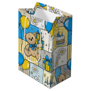 Teddybeer Tuintuinpatroon met Madeliefjes (4) Medium Cadeauzakje