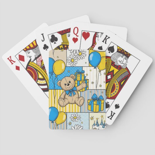 Teddybeer Tuintuinpatroon met Madeliefjes (4) Pokerkaarten (Achterkant)