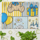 Teddybeer Tuintuinpatroon met Madeliefjes (4) Theedoek (Gevouwen)