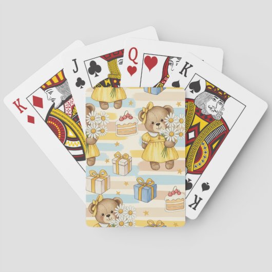 Teddybeer Tuintuinpatroon met Madeliefjes (5) Pokerkaarten (Achterkant)