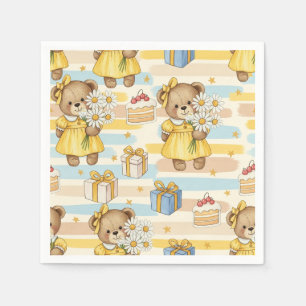 Teddybeer Tuintuinpatroon met Madeliefjes (5) Servet