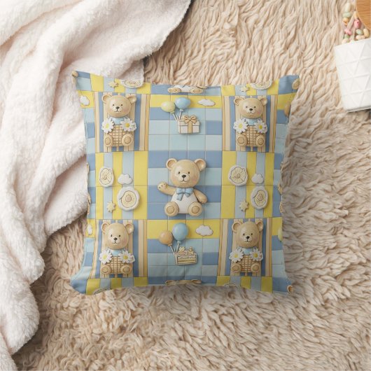 Teddybeer Tuintuinpatroon met Madeliefjes (7) Kussen (Deken)