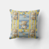 Teddybeer Tuintuinpatroon met Madeliefjes (7) Kussen (Achterkant)