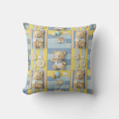 Teddybeer Tuintuinpatroon met Madeliefjes (7) Kussen (Voorkant)