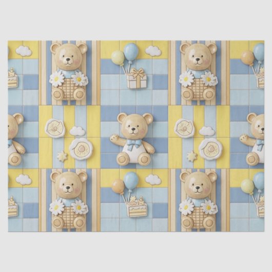 Teddybeer Tuintuinpatroon met Madeliefjes (7) Tissuepapier (Voorkant)