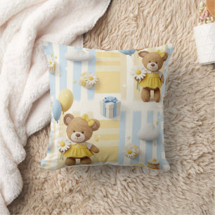 Teddybeer Tuintuinpatroon met Madeliefjes (8) Kussen