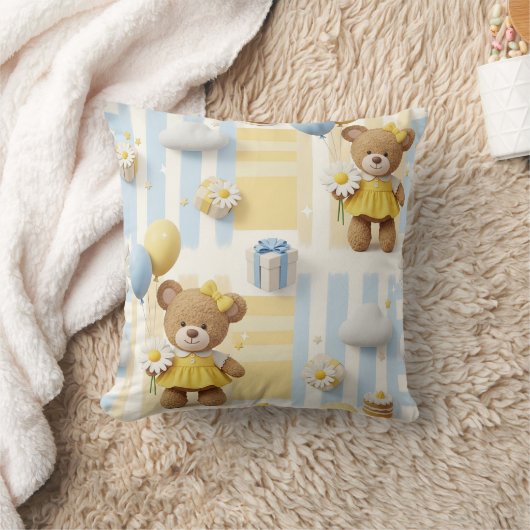 Teddybeer Tuintuinpatroon met Madeliefjes (8) Kussen (Deken)