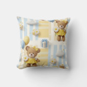 Teddybeer Tuintuinpatroon met Madeliefjes (8) Kussen (Voorkant)
