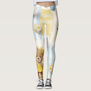 Teddybeer Tuintuinpatroon met Madeliefjes (8) Leggings