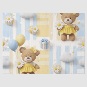 Teddybeer Tuintuinpatroon met Madeliefjes (8) Tissuepapier