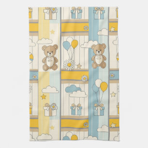 Teddybeer Tuintuinpatroon met Madeliefjes (9) Theedoek