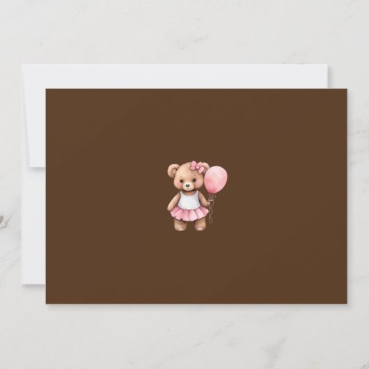 Teddybeer Tweede Verjaardag Uitnodiging (Achterkant)