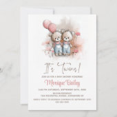 Teddybeer Tweeling Baby Borrel Kaart (Voorkant)