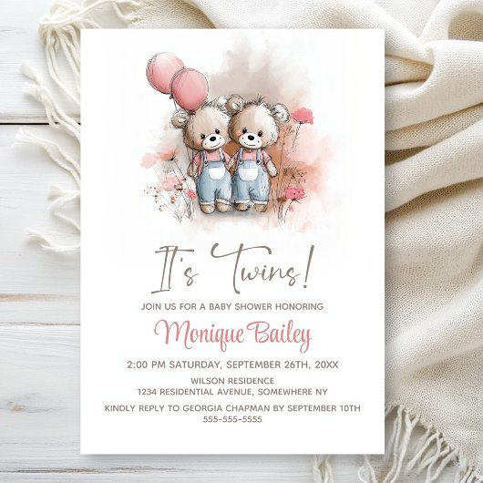 Teddybeer Tweeling Baby Borrel Kaart