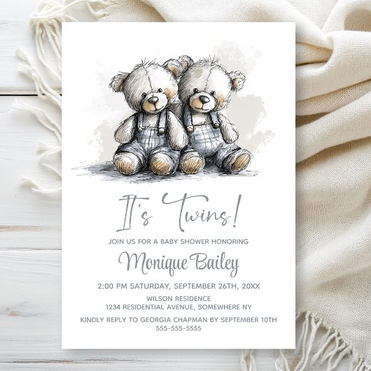 Teddybeer Tweeling Babyborrel Kaart