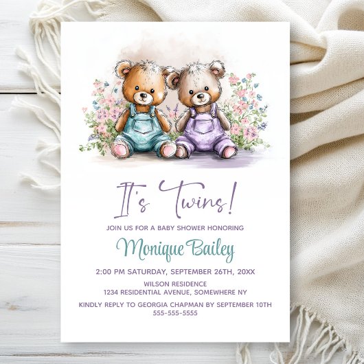 Teddybeer Tweeling Babyborrel Kaart