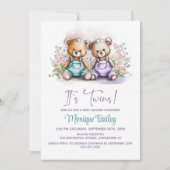 Teddybeer Tweeling Babyborrel Kaart (Voorkant)