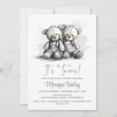 Teddybeer Tweeling Babyborrel Kaart (Voorkant)