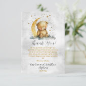 Teddybeer Twinkle Twinkle Little Star Baby shower Bedankkaart (Staand voorkant)
