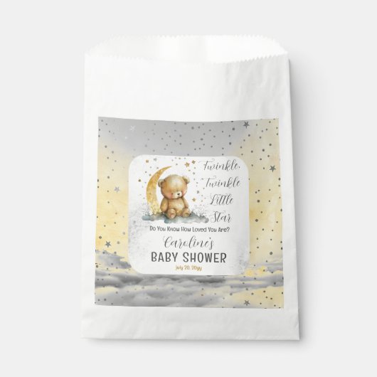 Teddybeer Twinkle Twinkle Little Star Baby shower Bedankzakje (Voorkant)