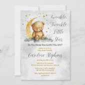 Teddybeer Twinkle Twinkle Little Star Baby shower Kaart (Voorkant)
