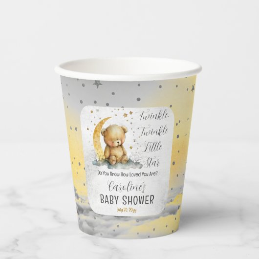 Teddybeer Twinkle Twinkle Little Star Baby shower Papieren Bekers (Voorkant)