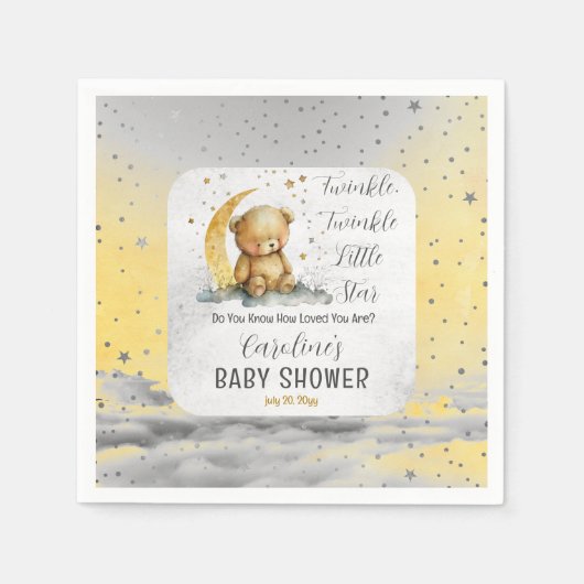 Teddybeer Twinkle Twinkle Little Star Baby shower Servet (Voorkant)