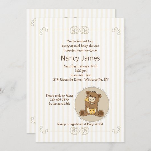 Teddybeer uitnodiging (Voorkant / Achterkant)