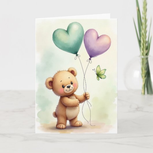 Teddybeer Vaderdag Hart Kaart (Voorkant)