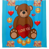 Teddybeer valentijnen blauw schoengordijnblauw douchegordijn (Voorkant)
