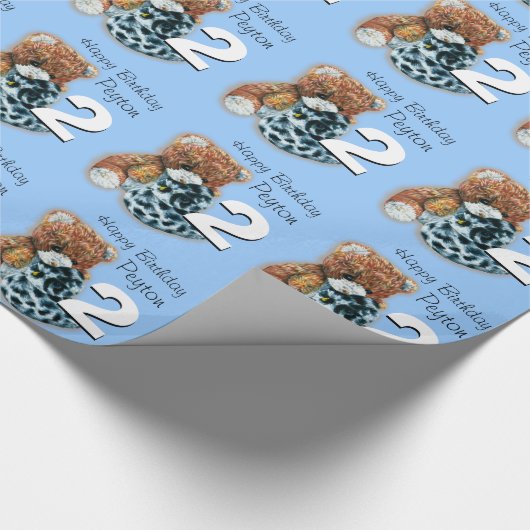 Teddybeer van de kinder jongens vormde de 2de cadeaupapier (Hoek)