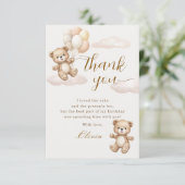 Teddybeer Verjaardag Bedankkaart (Staand voorkant)