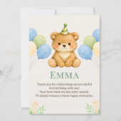 Teddybeer Verjaardag Bedankt Kaart (Voorkant)
