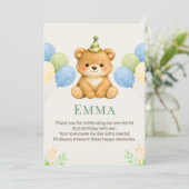 Teddybeer Verjaardag Bedankt Kaart (Staand voorkant)