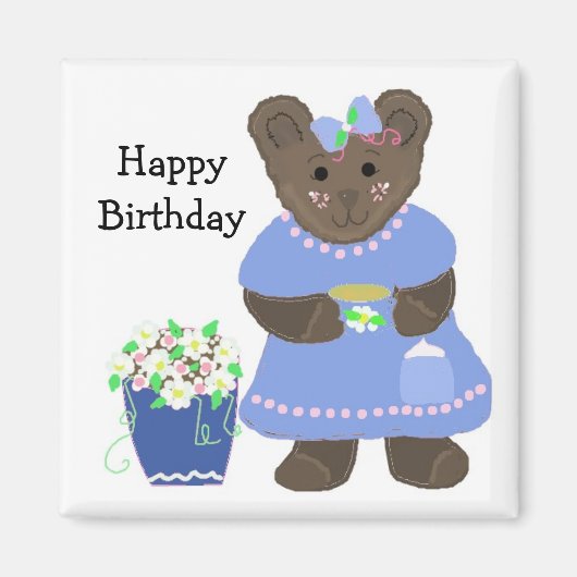 Teddybeer Verjaardag Design Magneet (Voorkant)